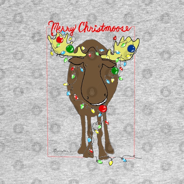 Merry Christmas Moose Art by CunninghamWatercolors